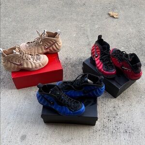 Men’s Foamposite Sneakers - Black, Blue, Red, Tan